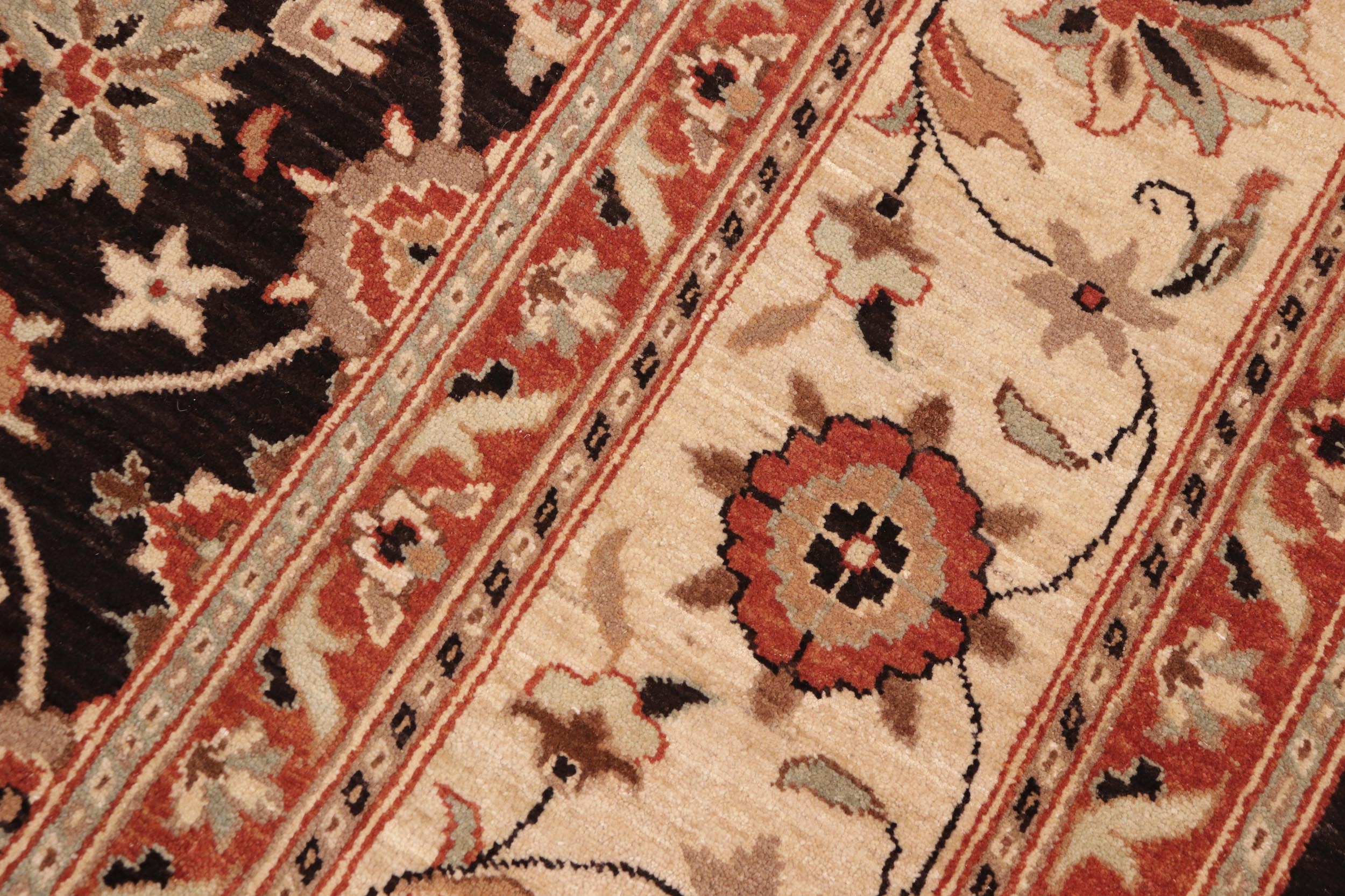 handmade Transitional Kafkaz Brown Beige Hand Knotted RECTANGLE 100% WOOL area rug 10' x 14'