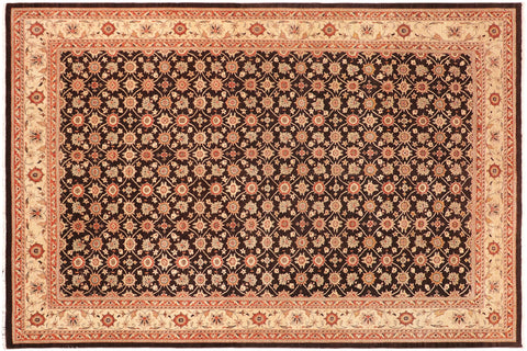 handmade Transitional Kafkaz Brown Beige Hand Knotted RECTANGLE 100% WOOL area rug 10' x 14'