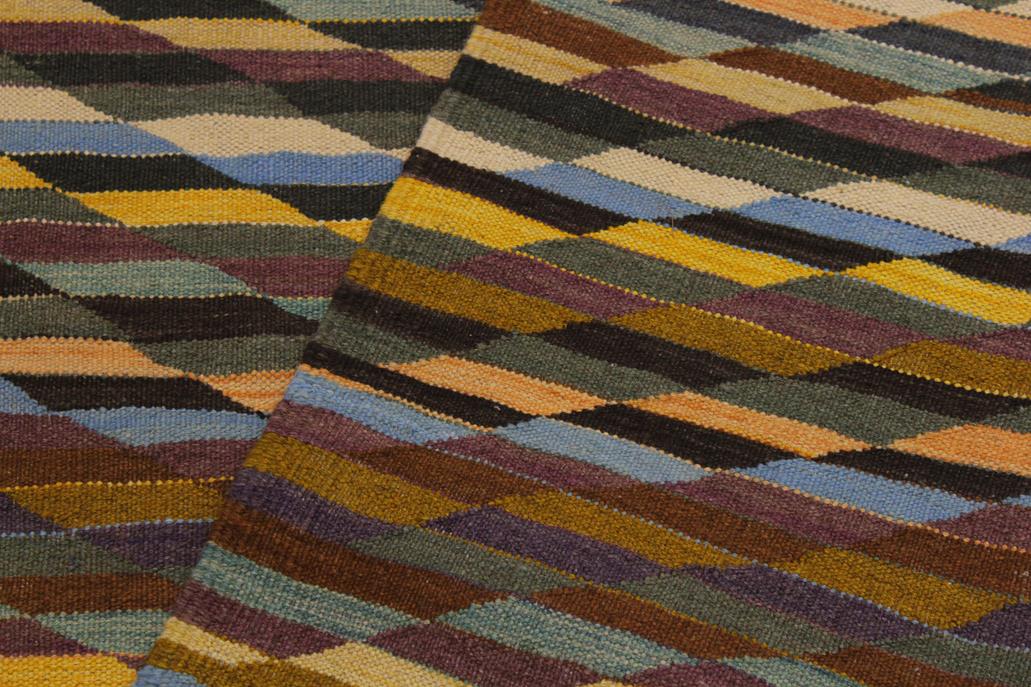 Flat Weave Kilim Antique Navaho Vintage handmade Modern Kilim Ivory Black Hand-Woven Rectangle 100% Wool Area Rug 6x8 