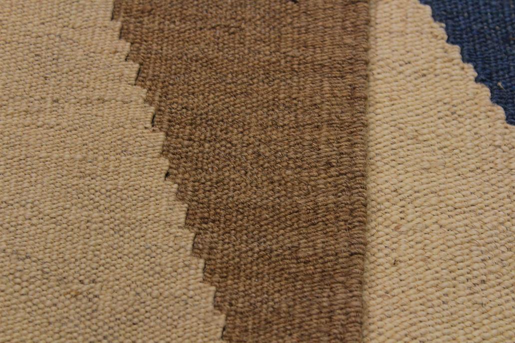 Flat Weave Kilim Antique Navaho Vintage handmade Modern Kilim Ivory Blue Hand-Woven Rectangle 100% Wool Area Rug 4x6 