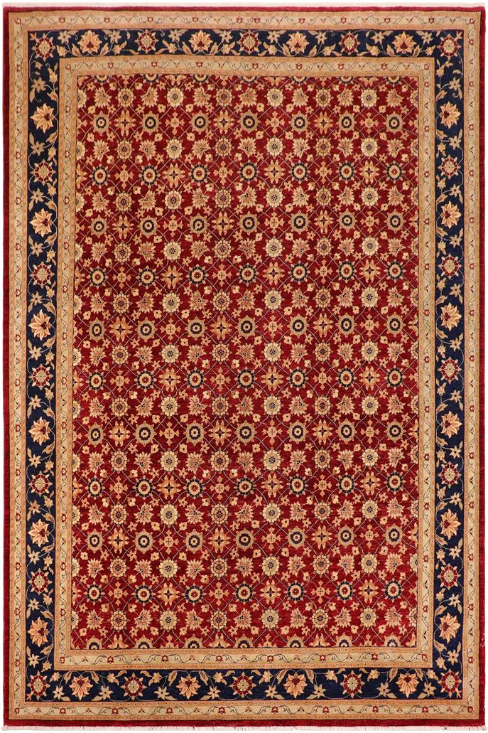 handmade Transitional Kafkaz Red Blue Hand Knotted RECTANGLE 100% WOOL area rug 10 x 14