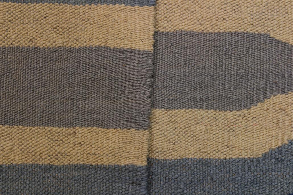 Flat Weave Kilim Antique Navaho Vintage handmade Modern Kilim Ivory Blue Hand-Woven Rectangle 100% Wool Area Rug 5x7 