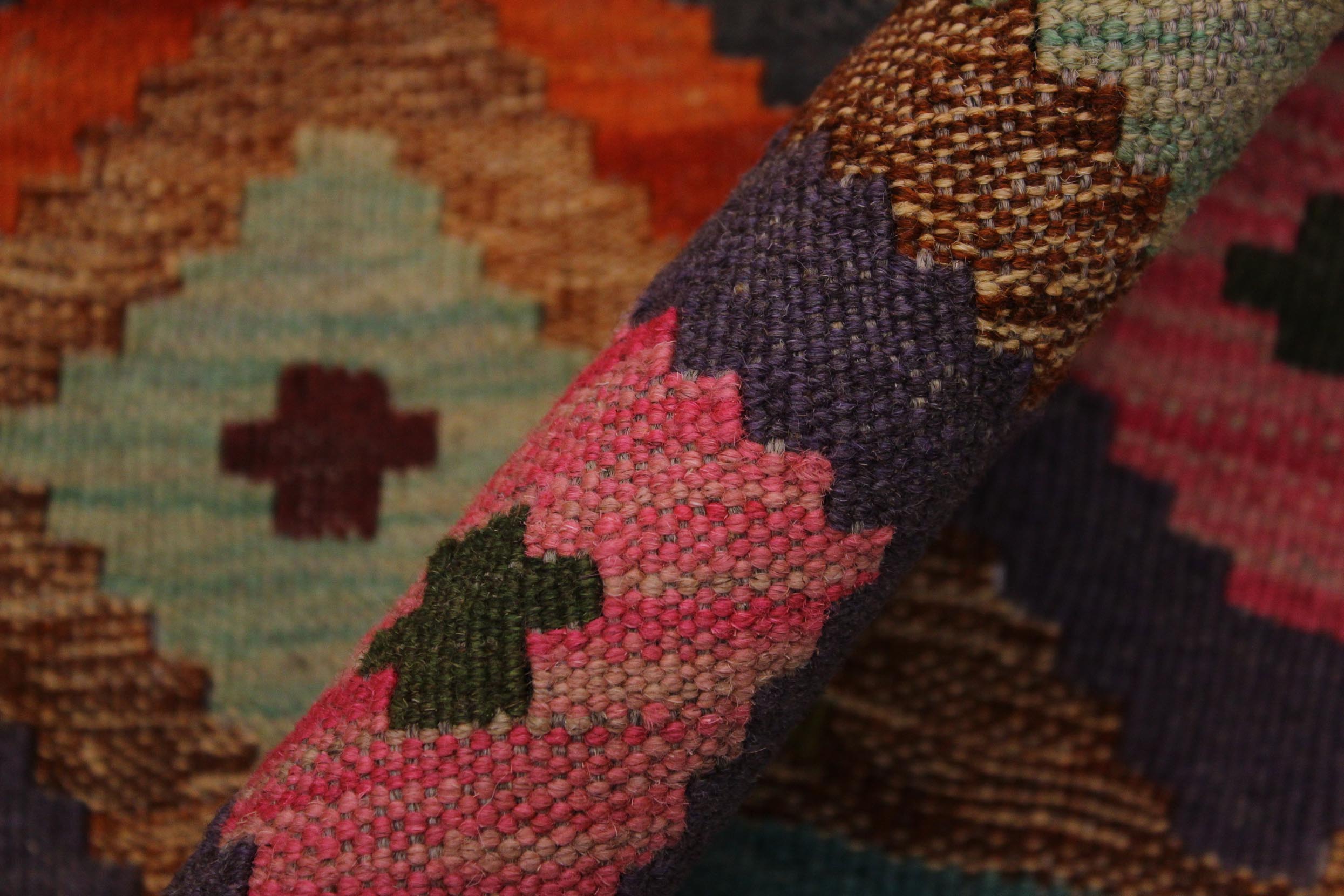 handmade Modern Kilim Brown Pink Hand-Woven RECTANGLE 100% WOOL area rug 5 x 6