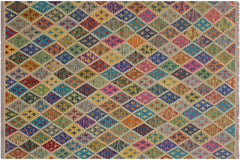 handmade Geometric Kilim Ivory Blue Hand-Woven RECTANGLE 100% WOOL area rug 5 x 7