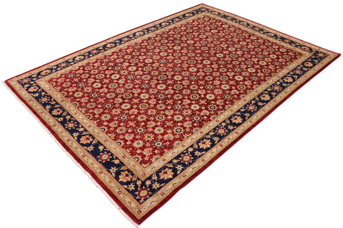 handmade Transitional Kafkaz Red Blue Hand Knotted RECTANGLE 100% WOOL area rug 10' x 14'