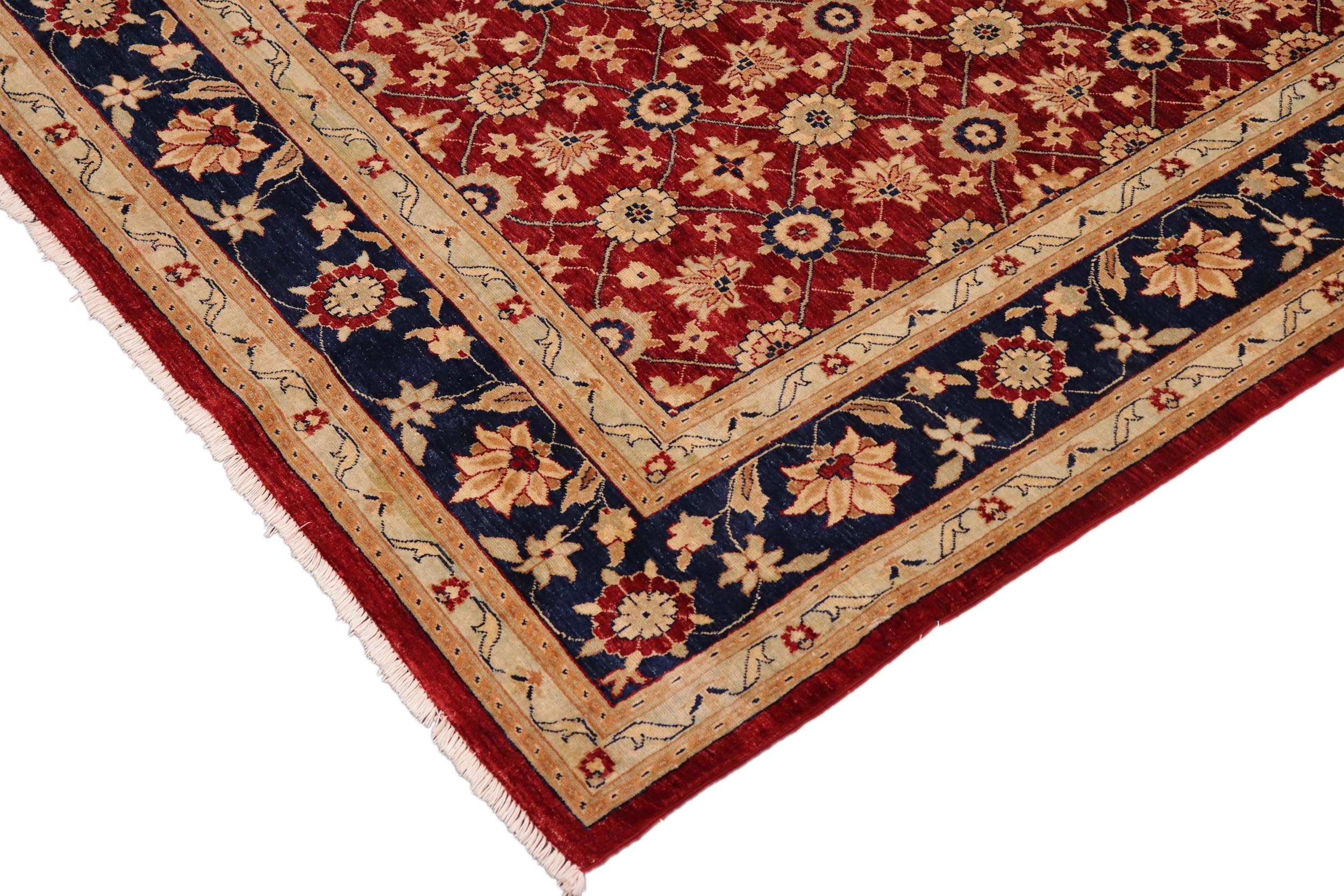 handmade Transitional Kafkaz Red Blue Hand Knotted RECTANGLE 100% WOOL area rug 10' x 14'