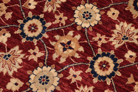 handmade Transitional Kafkaz Red Blue Hand Knotted RECTANGLE 100% WOOL area rug 10' x 14'