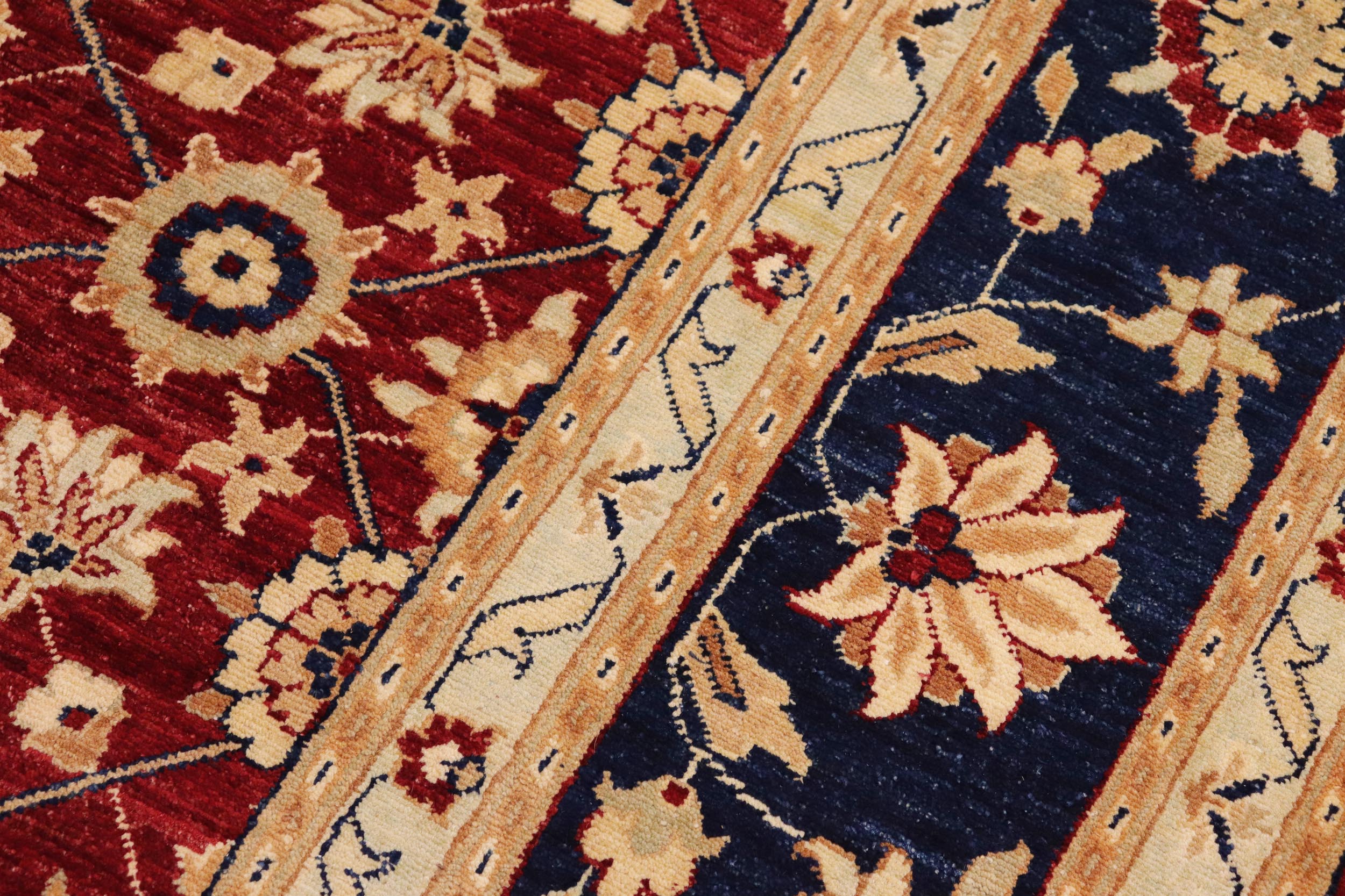 handmade Transitional Kafkaz Red Blue Hand Knotted RECTANGLE 100% WOOL area rug 10' x 14'