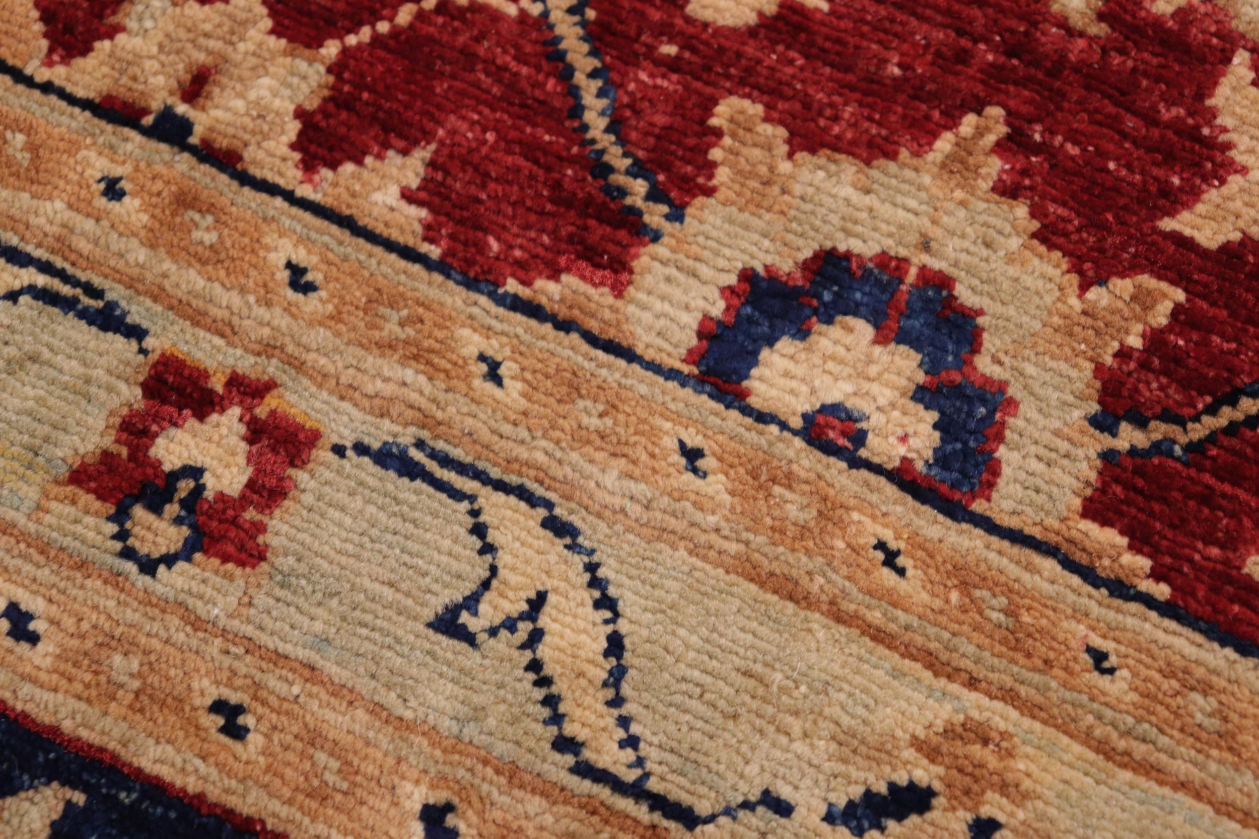 handmade Transitional Kafkaz Red Blue Hand Knotted RECTANGLE 100% WOOL area rug 10' x 14'