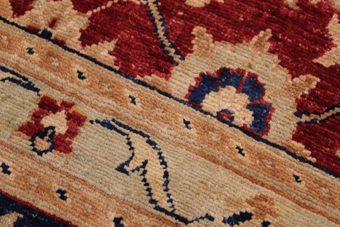 handmade Transitional Kafkaz Red Blue Hand Knotted RECTANGLE 100% WOOL area rug 10' x 14'