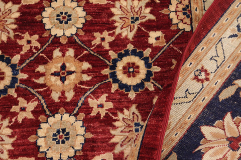 handmade Transitional Kafkaz Red Blue Hand Knotted RECTANGLE 100% WOOL area rug 10' x 14'