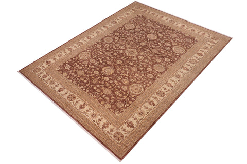 handmade Transitional Kafkaz Brown Ivory Hand Knotted RECTANGLE 100% WOOL area rug 10' x 13'