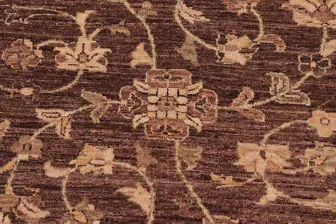 handmade Transitional Kafkaz Brown Ivory Hand Knotted RECTANGLE 100% WOOL area rug 10' x 13'