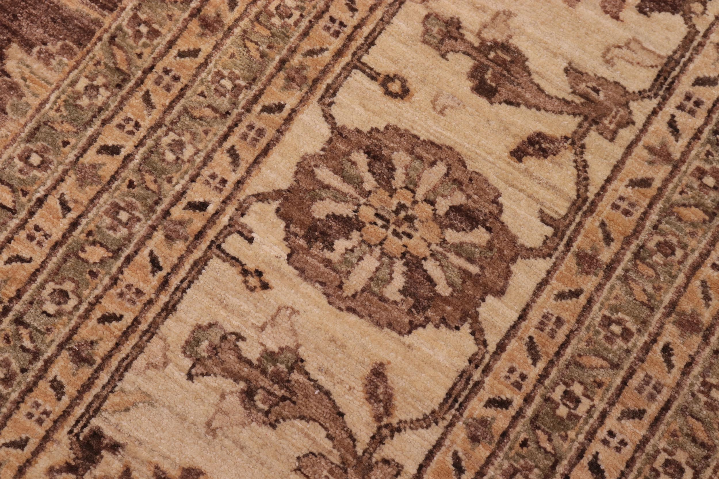 handmade Transitional Kafkaz Brown Ivory Hand Knotted RECTANGLE 100% WOOL area rug 10' x 13'