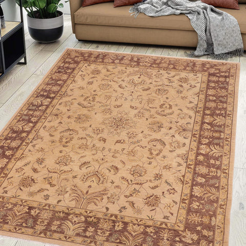 handmade Traditional Kafkaz Tan Brown Hand Knotted RECTANGLE 100% WOOL area rug 10x14