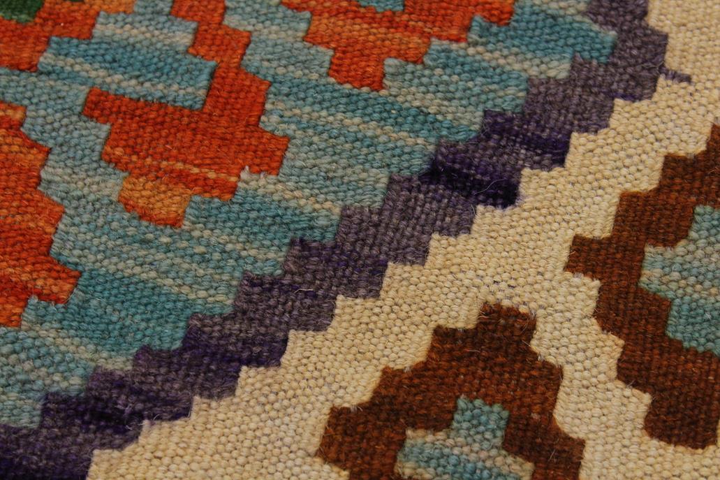 Flat Weave Kilim Antique Navaho Vintage handmade Geometric Kilim Ivory Red Hand-Woven Rectangle 100% Wool Area Rug 6x8 