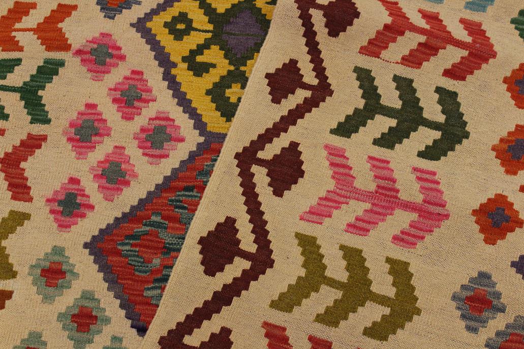 Flat Weave Kilim Antique Navaho Vintage handmade Geometric Kilim Ivory Red Hand-Woven Rectangle 100% Wool Area Rug 6x8 
