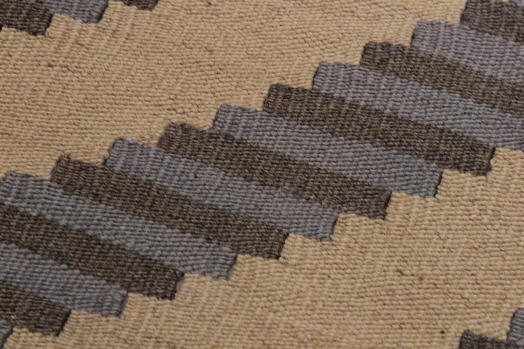 Flat Weave Kilim Antique Navaho Vintage handmade Modern Kilim Ivory Grey Hand-Woven Rectangle 100% Wool Area Rug 5x7 