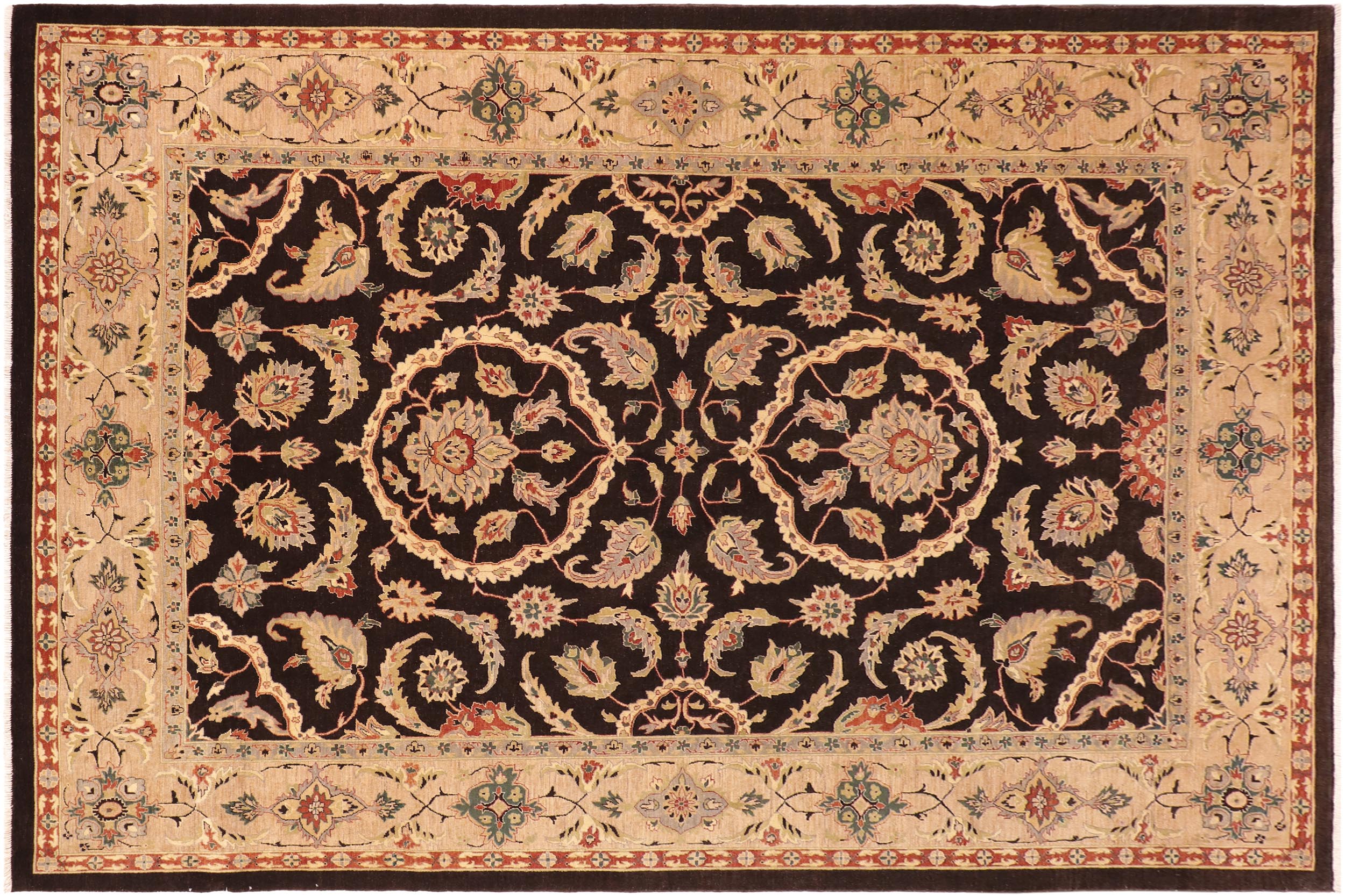 handmade Traditional Kafkaz Brown Tan Hand Knotted RECTANGLE 100% WOOL area rug 10x14