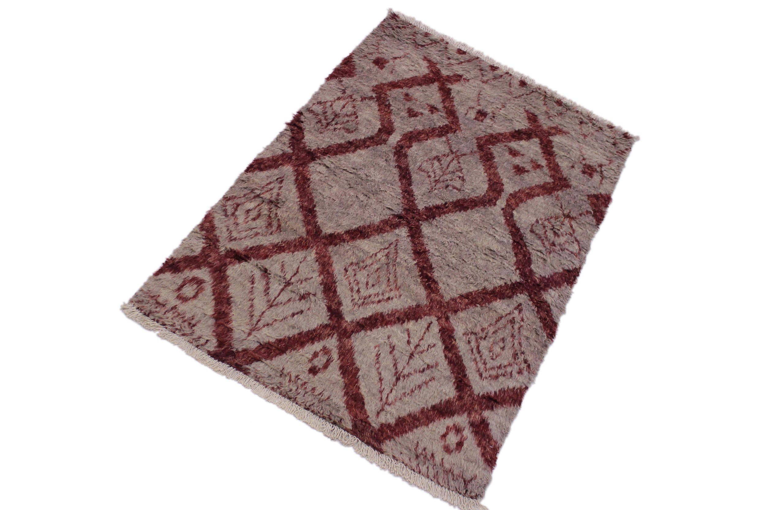 handmade Geometric Moroccan Lt. Gray Rust Hand Knotted RECTANGLE 100% WOOL area rug 4' x 6'
