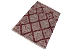 handmade Geometric Moroccan Lt. Gray Rust Hand Knotted RECTANGLE 100% WOOL area rug 4' x 6'