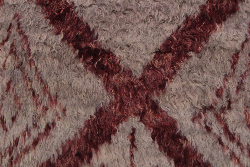 handmade Geometric Moroccan Lt. Gray Rust Hand Knotted RECTANGLE 100% WOOL area rug 4' x 6'