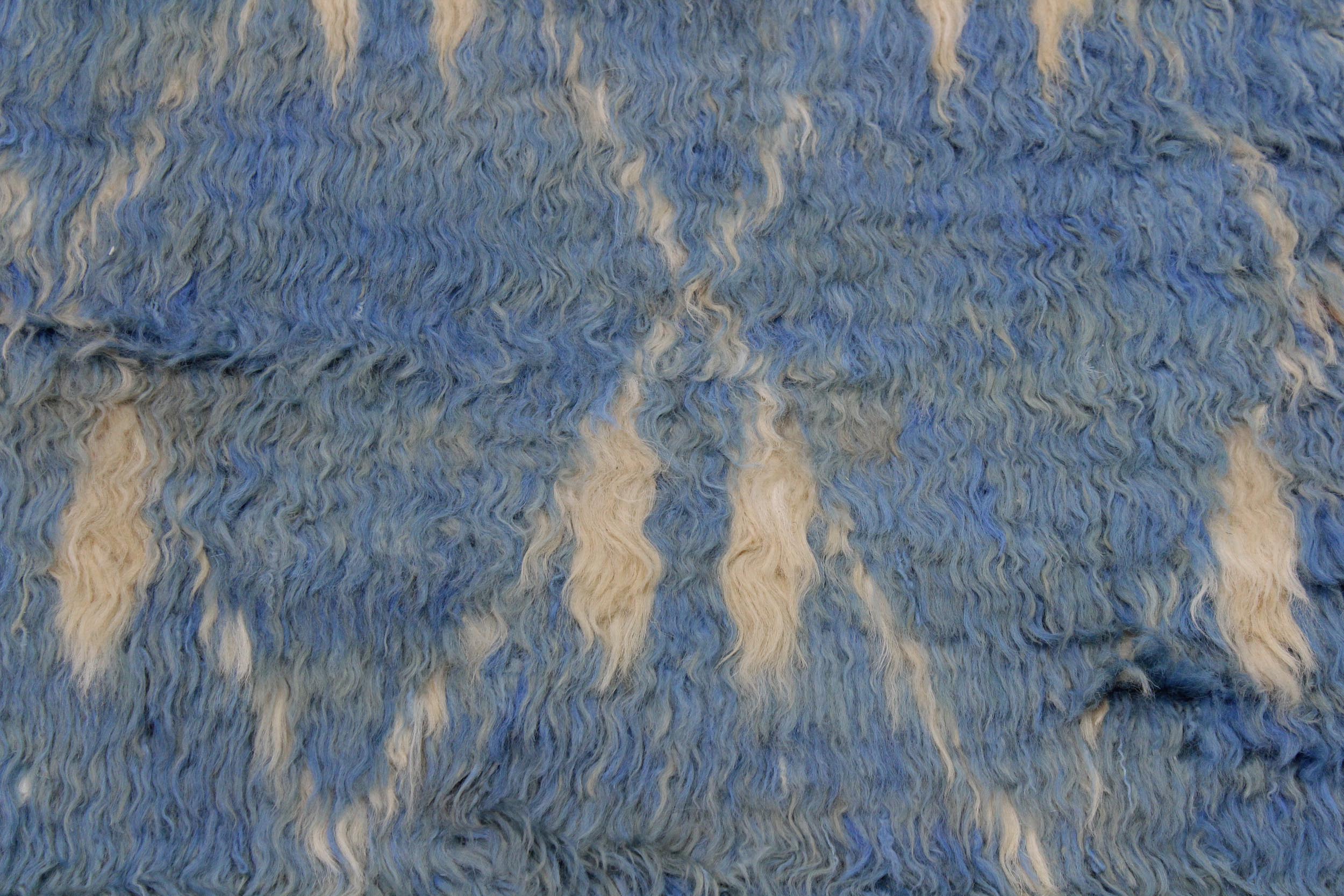 handmade Geometric Moroccan Lt. Blue Ivory Hand Knotted RECTANGLE 100% WOOL area rug 4' x 6'