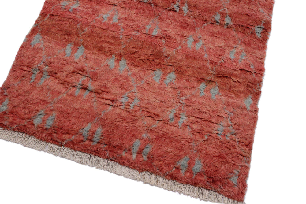 handmade Geometric Moroccan Rust Grey Hand Knotted RECTANGLE 100% WOOL area rug 4' x 6'