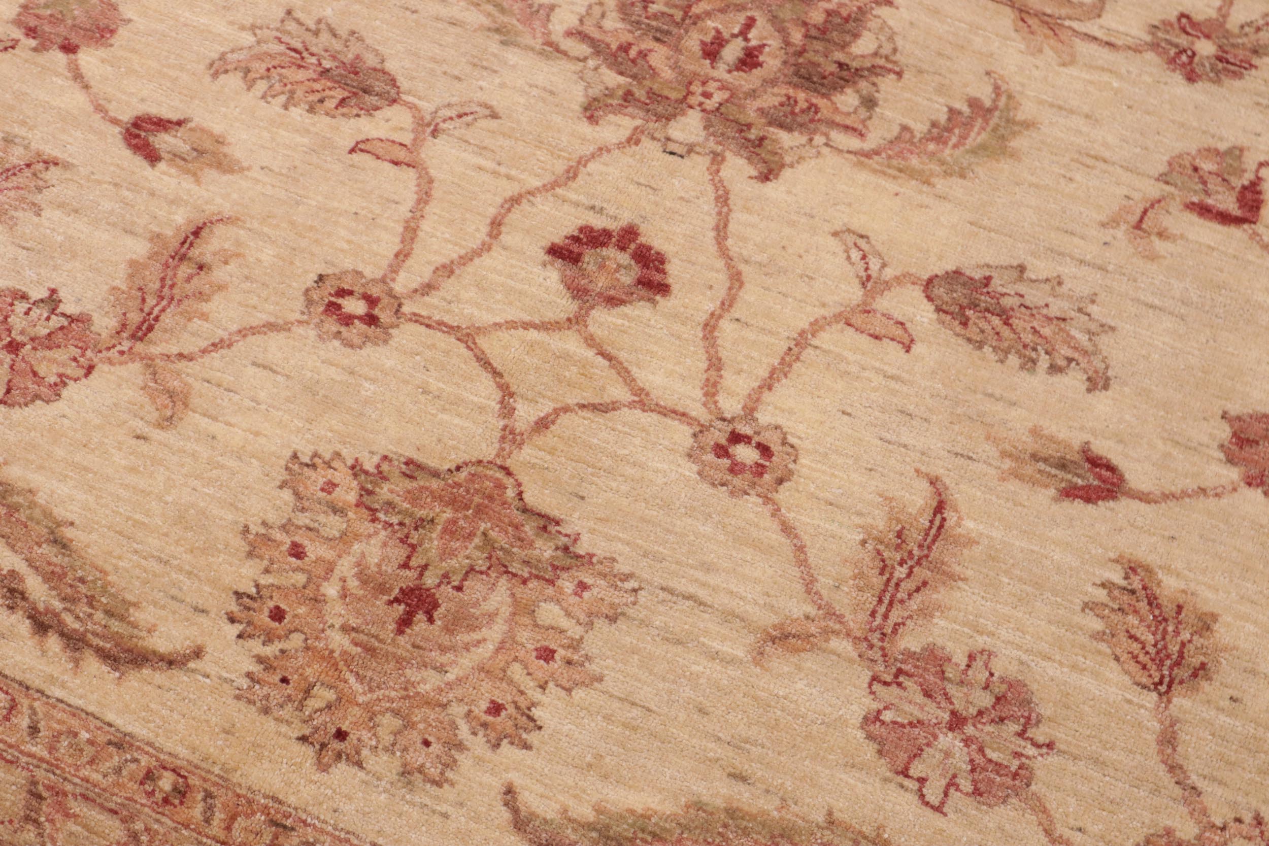 handmade Transitional Kafkaz Ivory Green Hand Knotted RECTANGLE 100% WOOL area rug 10' x 14'