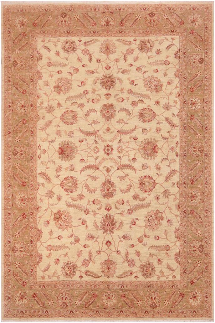 handmade Traditional Kafkaz Ivory Green Hand Knotted RECTANGLE 100% WOOL area rug 10 x 14