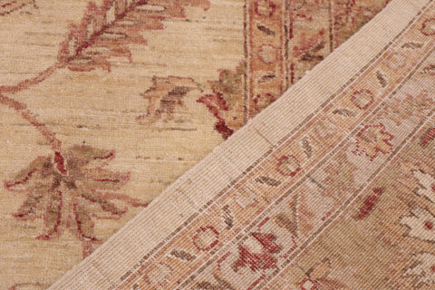 handmade Transitional Kafkaz Ivory Green Hand Knotted RECTANGLE 100% WOOL area rug 10' x 14'
