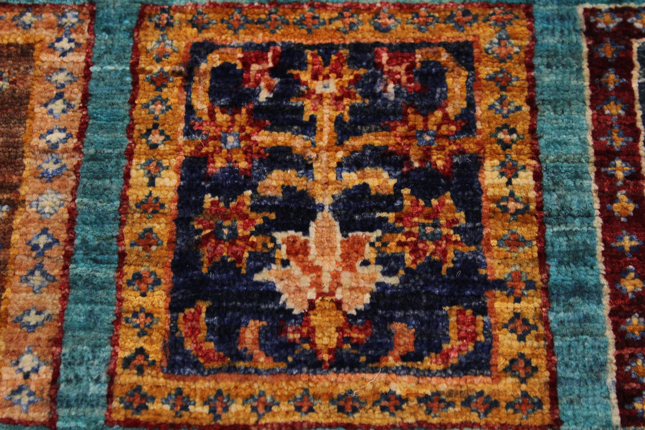 handmade Geometric Kurjean Green Rust Hand Knotted RECTANGLE 100% WOOL area rug 4x6