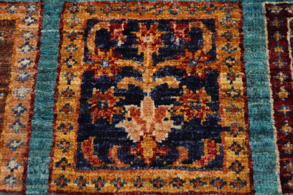 handmade Geometric Kurjean Green Rust Hand Knotted RECTANGLE 100% WOOL area rug 4x6