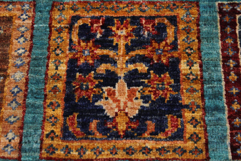 handmade Geometric Kurjean Green Rust Hand Knotted RECTANGLE 100% WOOL area rug 4x6