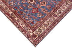 handmade Geometric Super Kazak Lt. Blue Ivory Hand Knotted RECTANGLE 100% WOOL area rug 6' x 9'