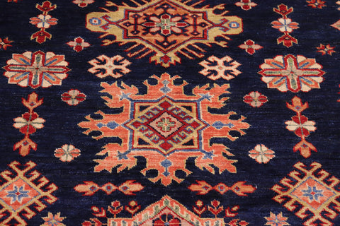 handmade Geometric Super Kazak Blue Red Hand Knotted RECTANGLE 100% WOOL area rug 8' x 10'