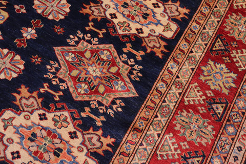 handmade Geometric Super Kazak Blue Red Hand Knotted RECTANGLE 100% WOOL area rug 8' x 10'