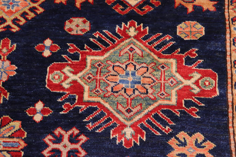 handmade Geometric Super Kazak Blue Red Hand Knotted RECTANGLE 100% WOOL area rug 8' x 10'