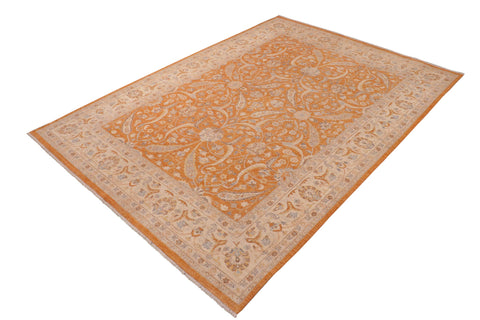 handmade Traditional Kafkaz Orange Ivory Hand Knotted RECTANGLE 100% WOOL area rug 10x14