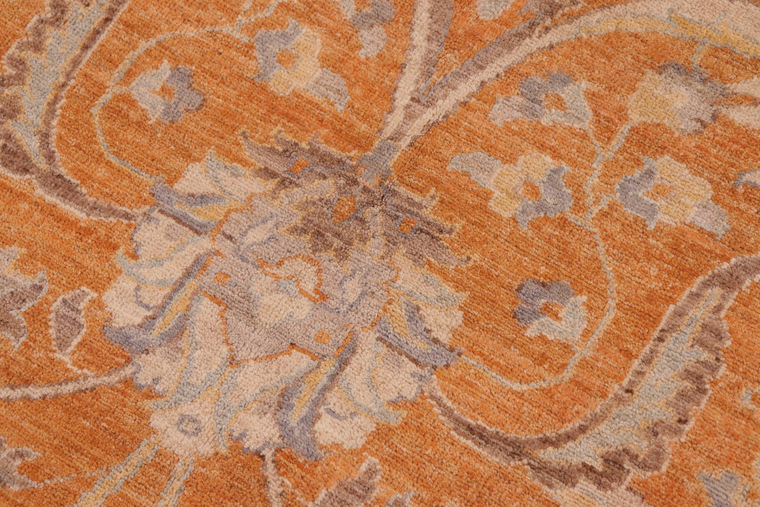 handmade Traditional Kafkaz Orange Ivory Hand Knotted RECTANGLE 100% WOOL area rug 10x14