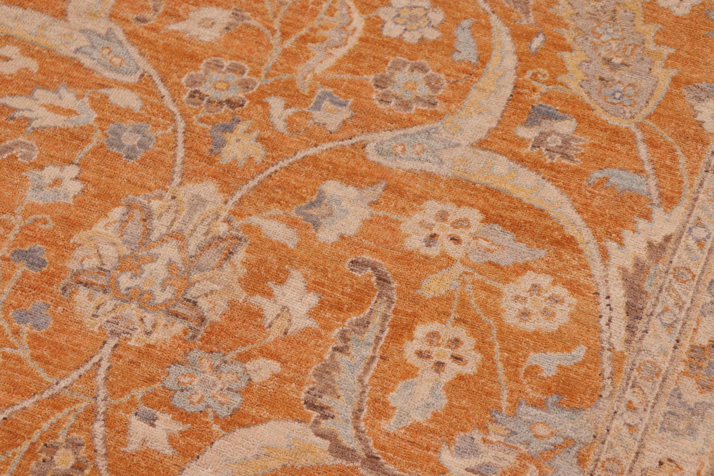 handmade Traditional Kafkaz Orange Ivory Hand Knotted RECTANGLE 100% WOOL area rug 10x14