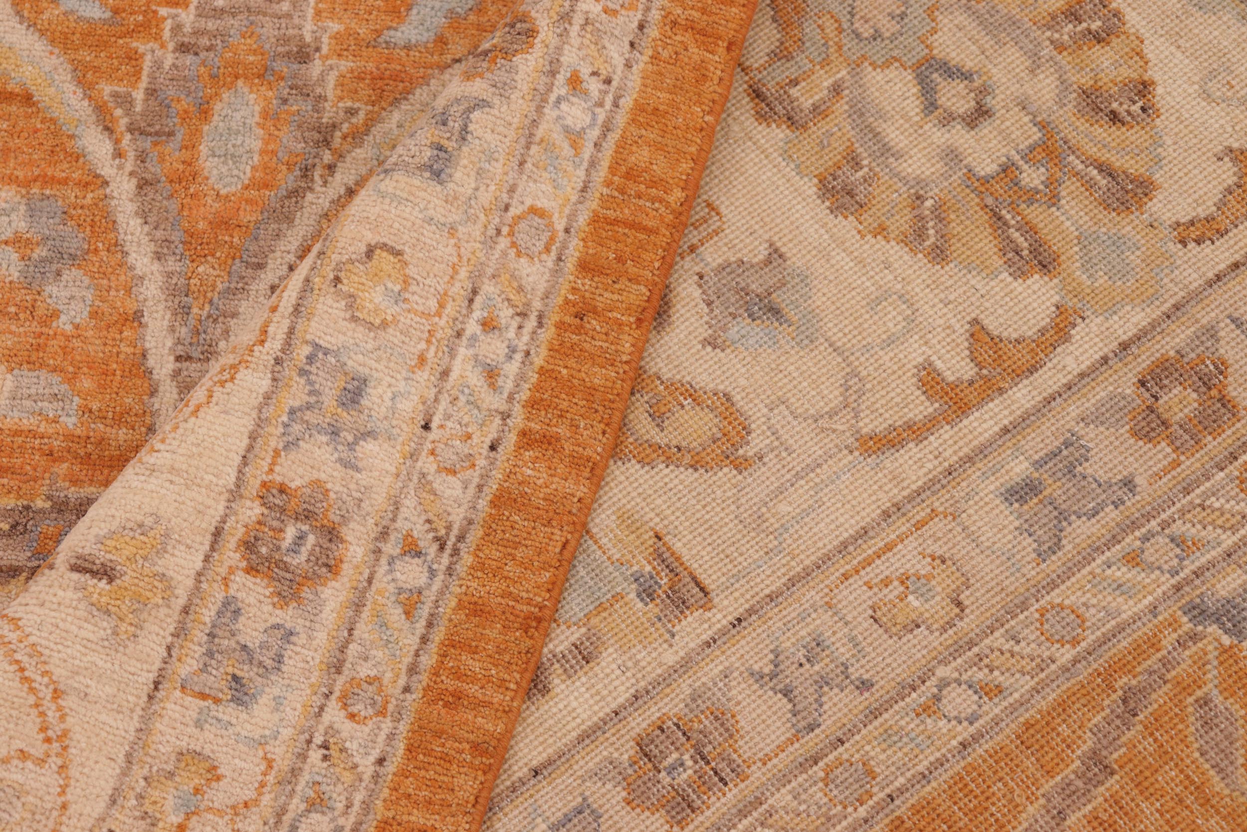 handmade Traditional Kafkaz Orange Ivory Hand Knotted RECTANGLE 100% WOOL area rug 10x14