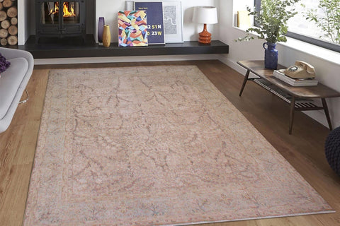 handmade Vintage Vintage Tan Blue Hand Knotted RECTANGLE 100% WOOL area rug 9' x 13'