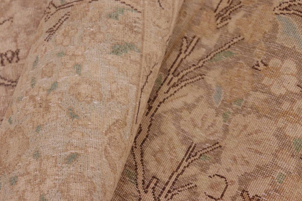 Traditional handmade Persian vintage distressed Tan Blue Hand Knotted RECTANGLE 100% WOOL area rug 9 x 13