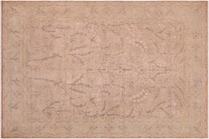 9x13 hand knotted vintage style Persian design wool rug in tan and blue - Vintage Retro Schafer