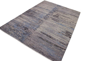 handmade Modern Kafkaz Grey Blue Hand Knotted RECTANGLE 100% WOOL area rug 10' x 14'
