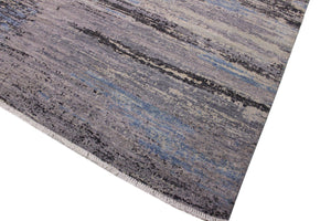 handmade Modern Kafkaz Grey Blue Hand Knotted RECTANGLE 100% WOOL area rug 10' x 14'