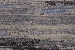 handmade Modern Kafkaz Grey Blue Hand Knotted RECTANGLE 100% WOOL area rug 10' x 14'