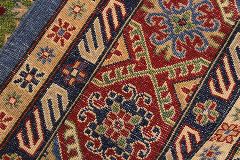 handmade Geometric Kazak Light Blue Red Hand Knotted RECTANGLE 100% WOOL area rug 10x14