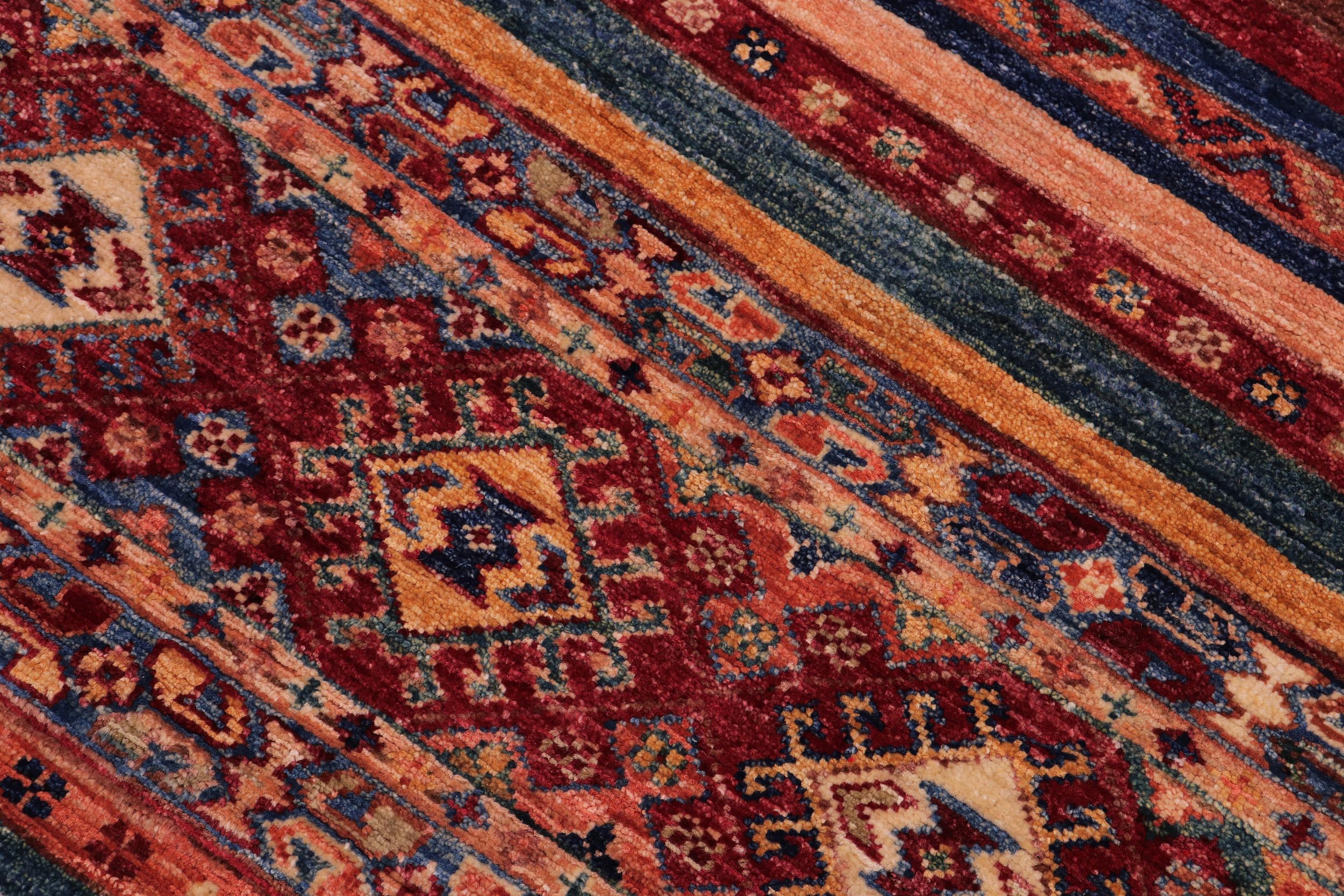 handmade Geometric Kurjean Red Blue Hand Knotted RECTANGLE 100% WOOL area rug 5x7
